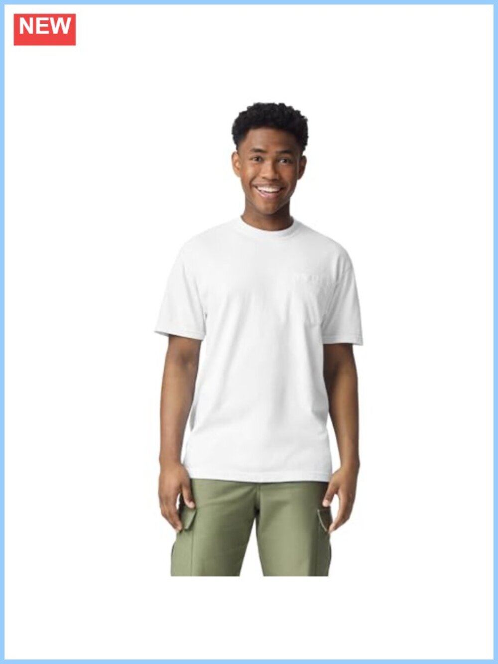 Men's Short Sleeve Pocket Tee Crew Neck 100% Cotton Heavyweight Soft Washed
